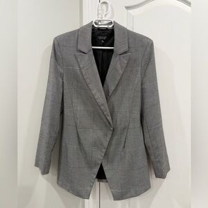 Topshop Black and White Checkered Blazer